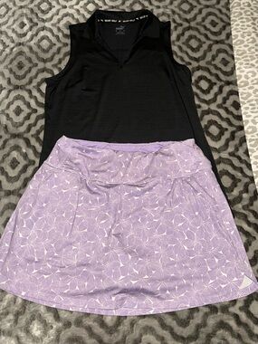 Puma Black Sleeveless Golf Polo with Puma Purple and White Skort